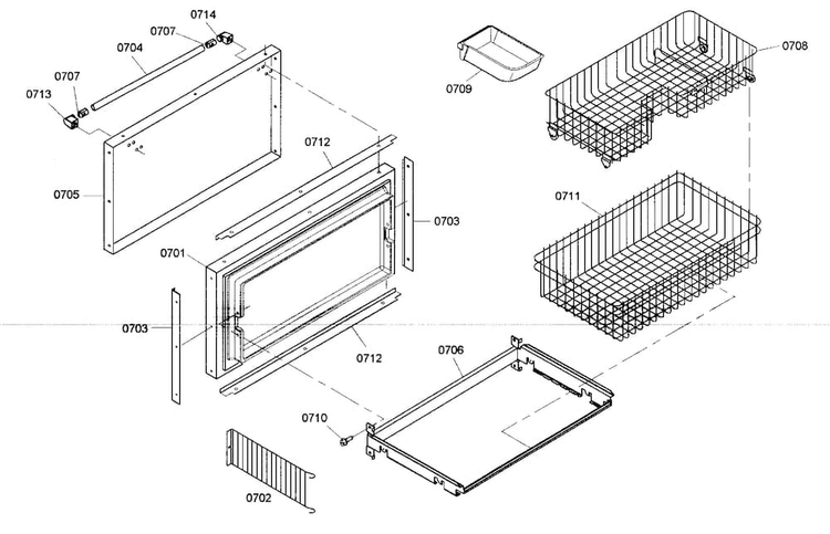Shelfs Diagram and Parts List for KBULT3665E01  Thermador Refrigerator