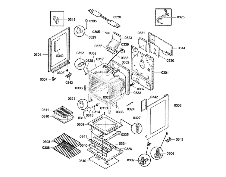 Cavity & Frame Diagram and Parts List for HGS3063UC 03 Bosch Range
