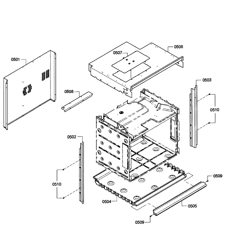 Cabinet Assy Diagram and Parts List for HBL3460UC 04 Bosch Wall Oven