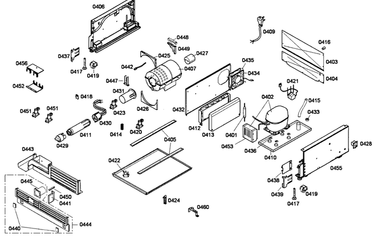 Compressor Diagram and Parts List for T18BD80FL-07  Thermador Freezer