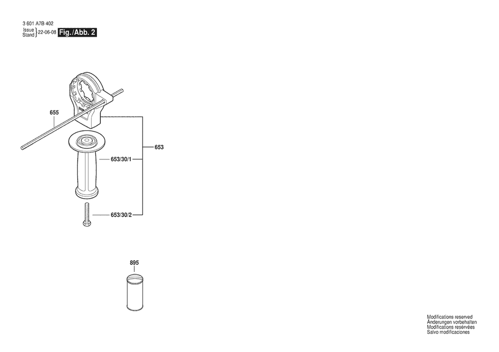 Section 2 Diagram and Parts List for GSB20-2 3601A7B431 Bosch Hammer Drill