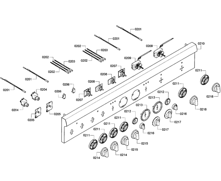 Control Panel Diagram and Parts List for PRD484EEHU 01 Thermador Range