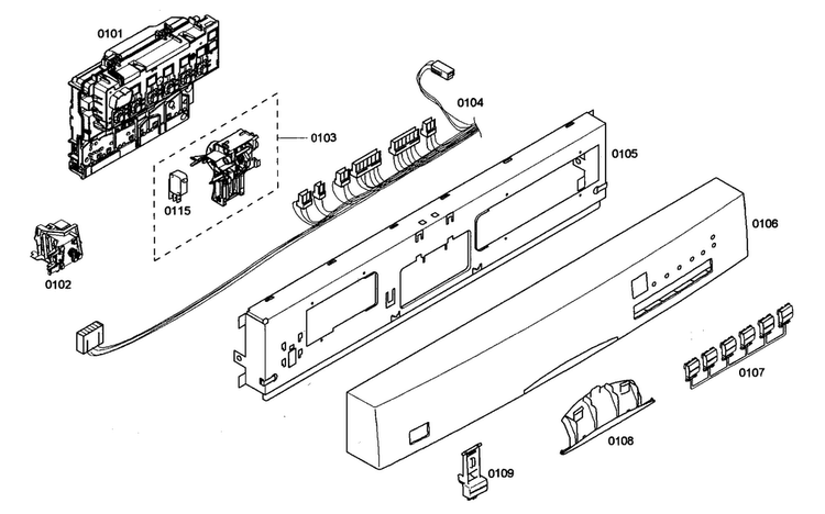 Control Panel Diagram and Parts List for SHE46C05UC 47 Bosch Dishwasher