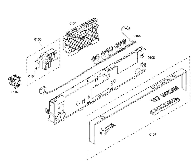 Control Panel Diagram and Parts List for SHX57C05UC 31 Bosch Dishwasher