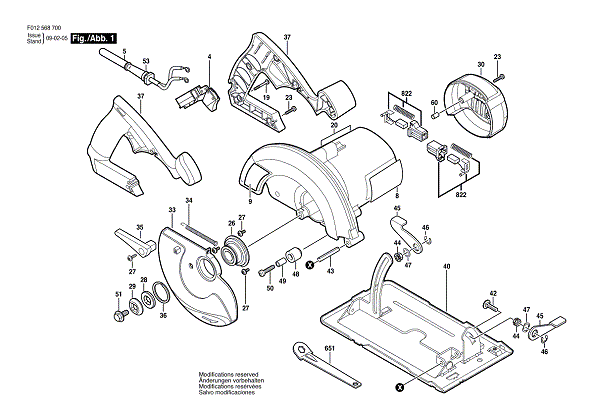 Bosch Hd5687 (F012568700) Diagram and Parts List for HD5687 F012568700 Bosch Circular Saw