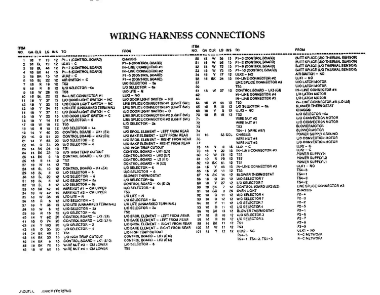 Wiring Harness Connections Diagram and Parts List for CT130-03  Thermador Wall Oven