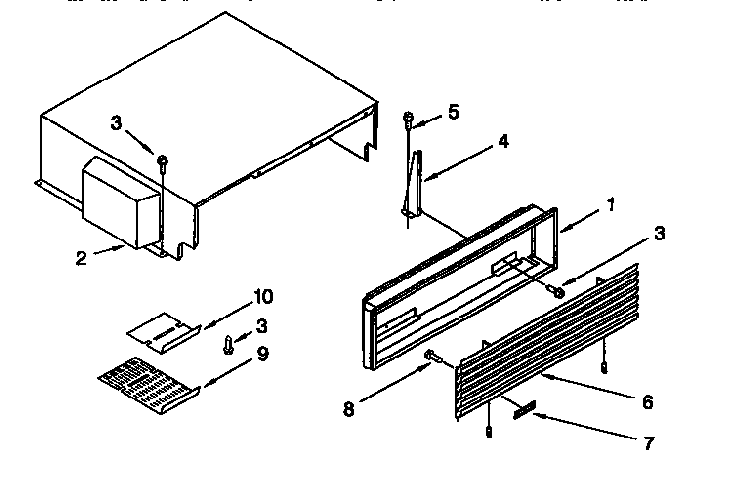 Top Grille And Unit Cover Diagram and Parts List for TSS48QBW00  Thermador Refrigerator