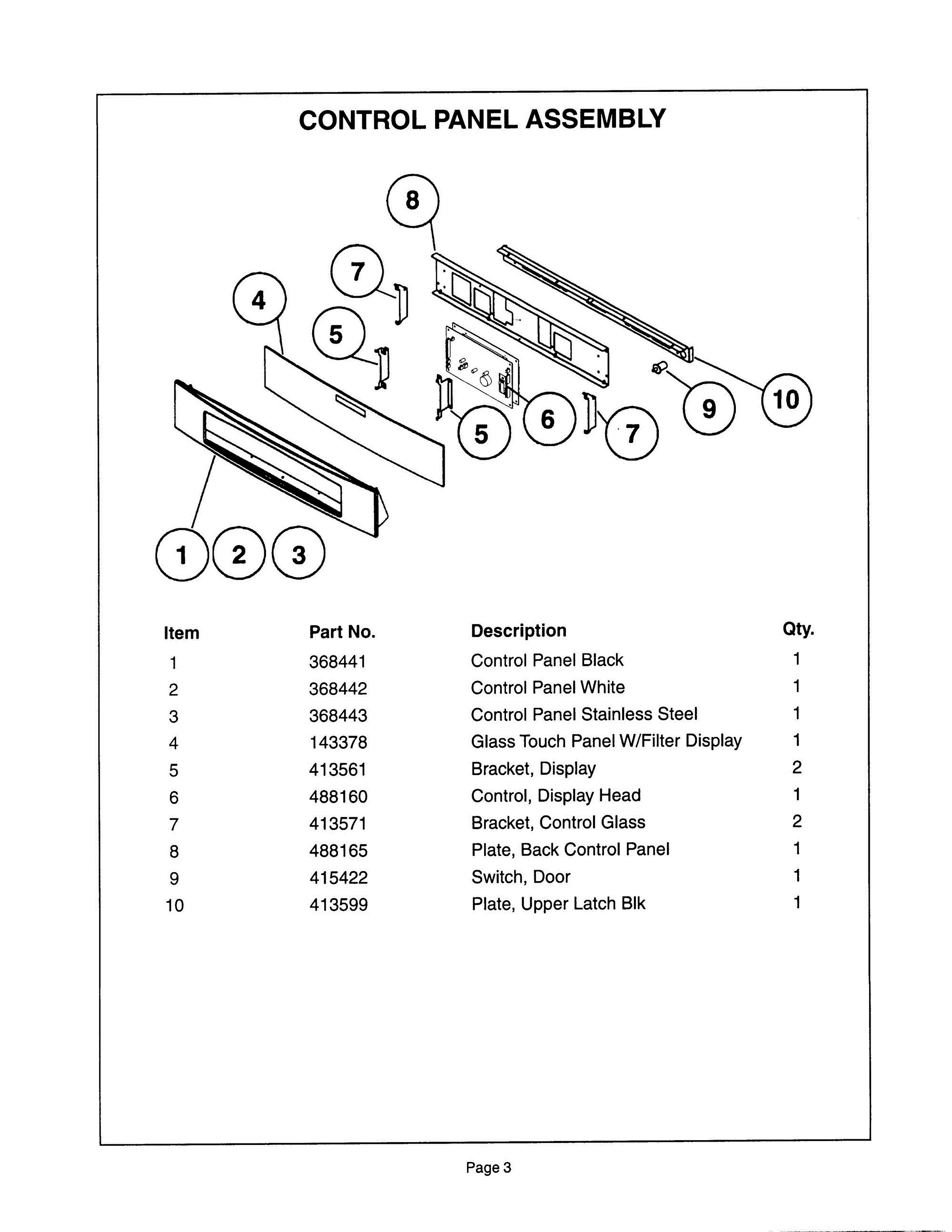 04 - CONTROL PANEL Diagram and Parts List for CJ302UW  Bosch Range