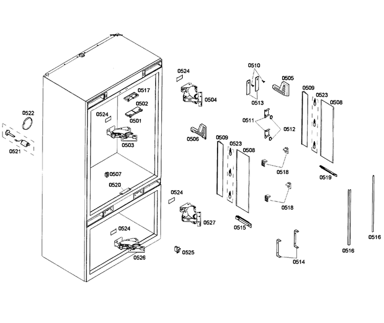 Cabinet Diagram and Parts List for T36IT71FN 26 Thermador Refrigerator