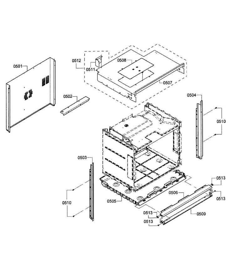 Cabinet Diagram and Parts List for HBL8450UC 11 Bosch Wall Oven