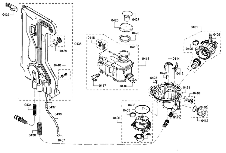 Pump Diagram and Parts List for SHX7PT55UC 04 Bosch Dishwasher