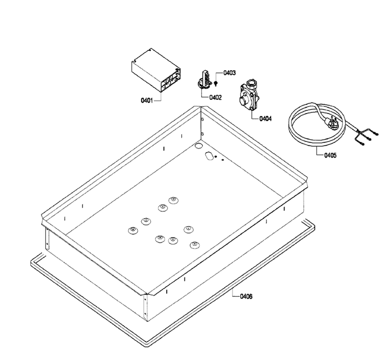 Base Diagram and Parts List for NGM3054UC 02 Bosch Cooktop
