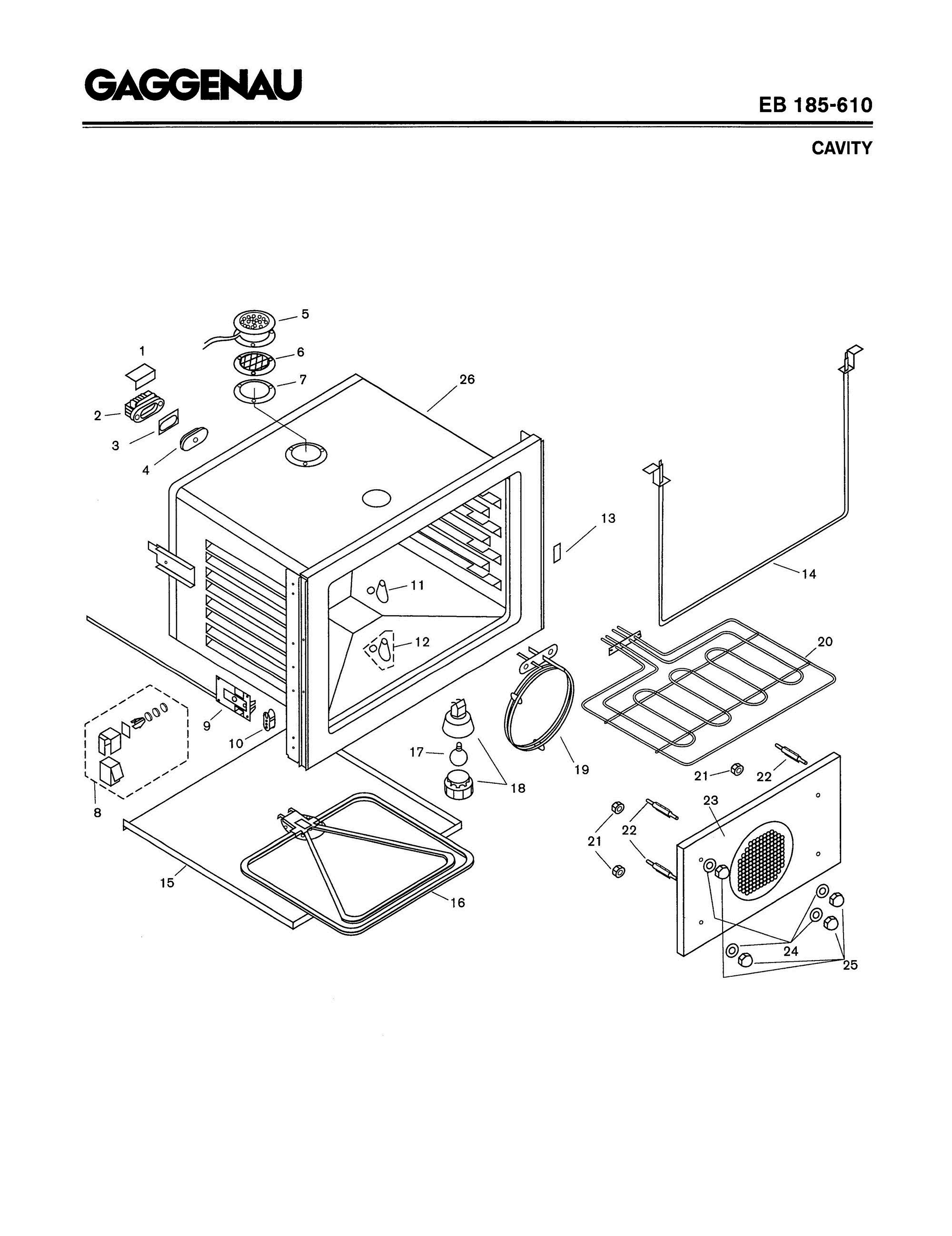 02 - CAVITY Diagram and Parts List for EB185-610  Bosch Range