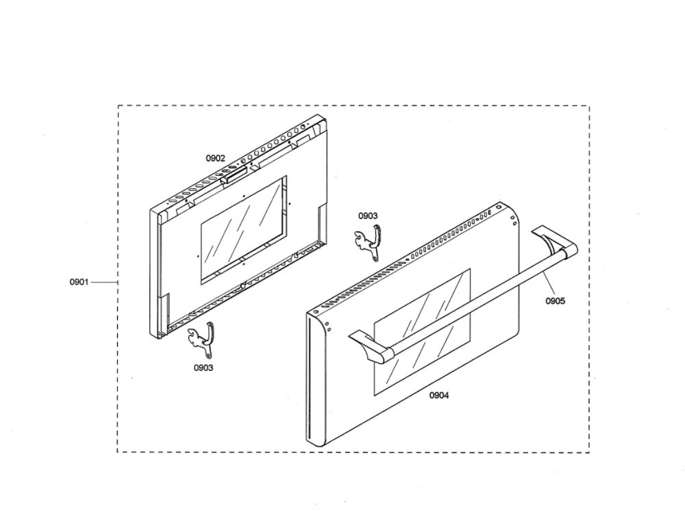 Door Diagram and Parts List for PDR364GDZS 02 Thermador Range