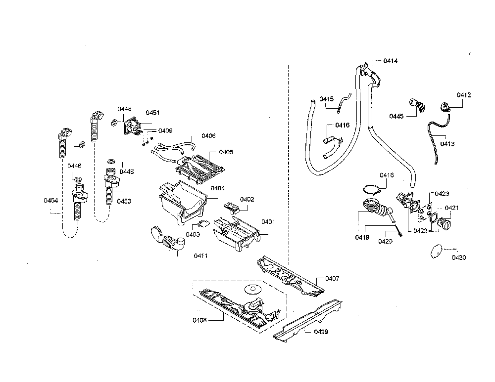 Base/pump-drain/dispenser Diagram and Parts List for WAW285H2UC 09 Bosch Washer