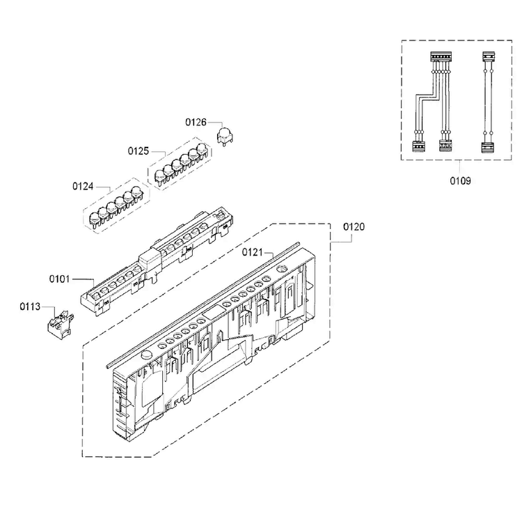 Control Panel Diagram and Parts List for SPV5ES53UC 20 Bosch Dishwasher