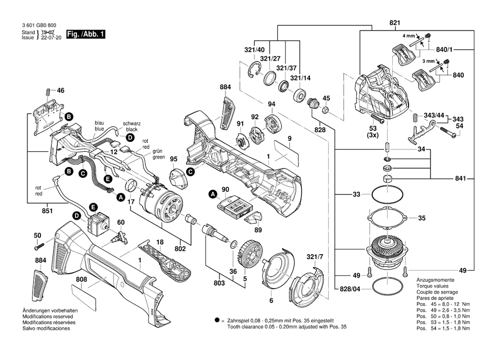 Diagram 1 Diagram and Parts List for GWX18V-10PSC 3 601 GB0 800 Bosch Angle Grinder