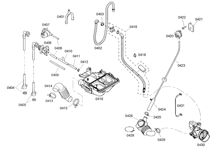 Dispenser Assy/pump Assy Diagram and Parts List for WFMC8401UC 13 Bosch Washer