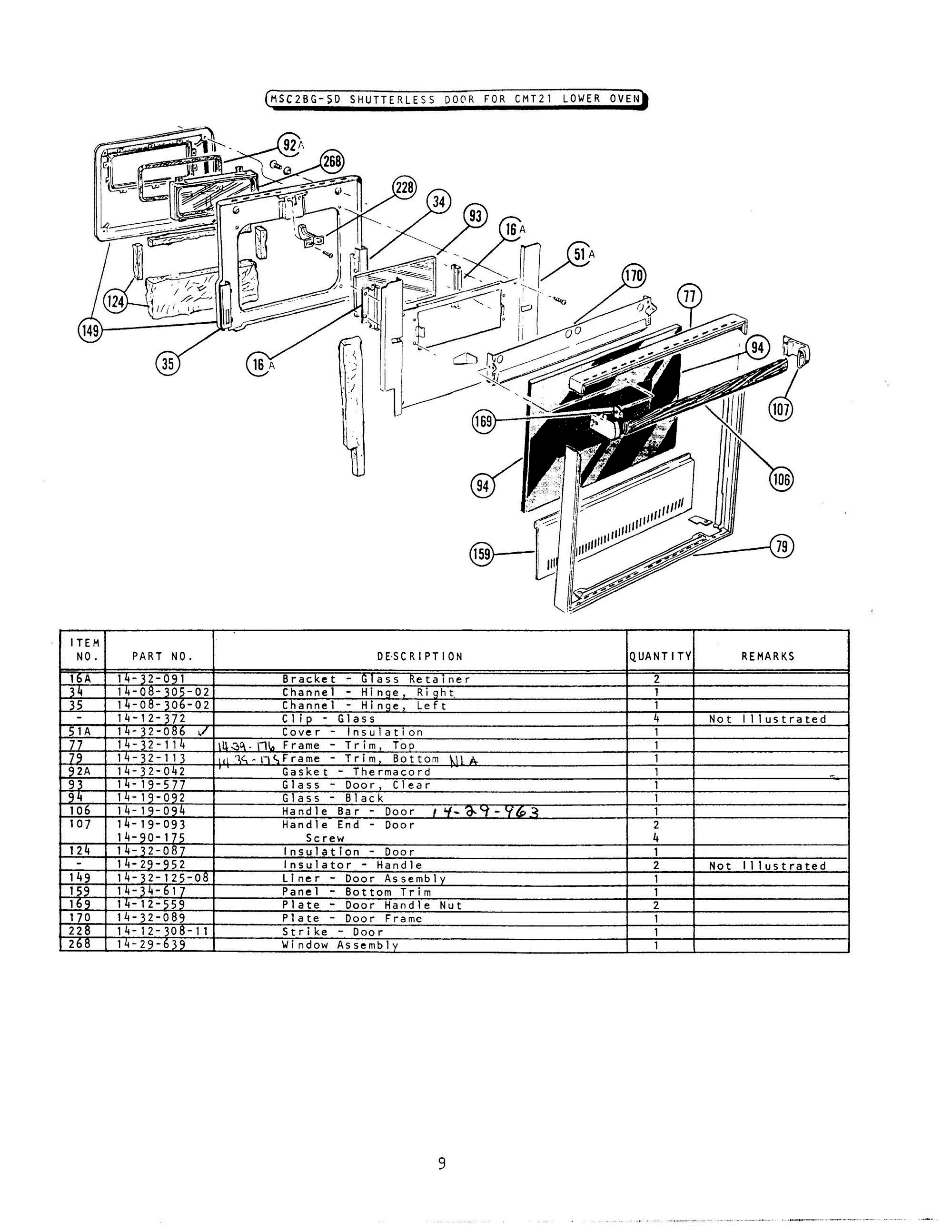 09 - DOOR Diagram and Parts List for CMT-19SERVICECODEH&UP  Bosch Microwave Oven Combo