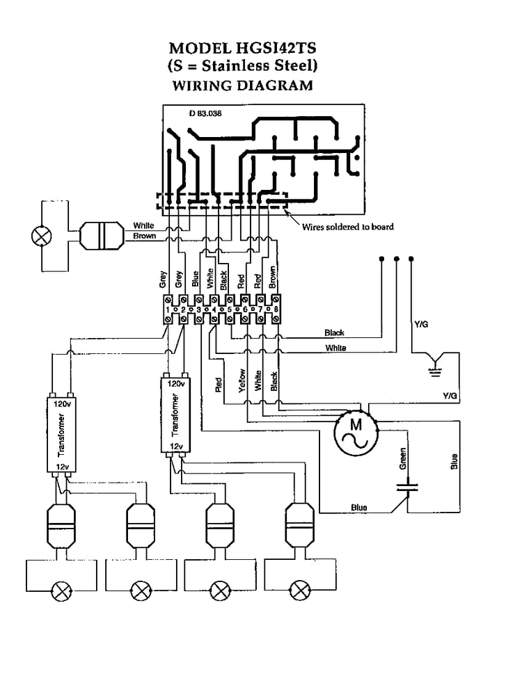 Wiring Diagram Diagram and Parts List for HGSI  Thermador Range Hood