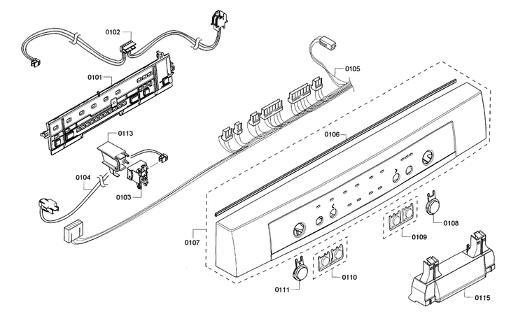 Control Panel Diagram and Parts List for SHE3AR56UC 17 Bosch Dishwasher