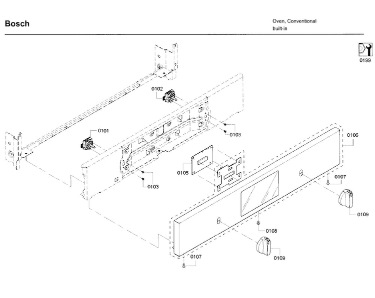 Control Panel Diagram and Parts List for HBL5751UCC 03 Bosch Microwave