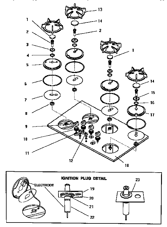 Section 1 Diagram and Parts List for GGSCV36  Thermador Cooktop