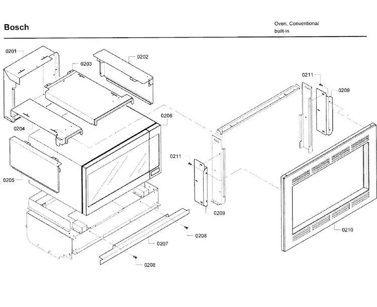 Frame Diagram and Parts List for HBL5750UC 09 Bosch Microwave