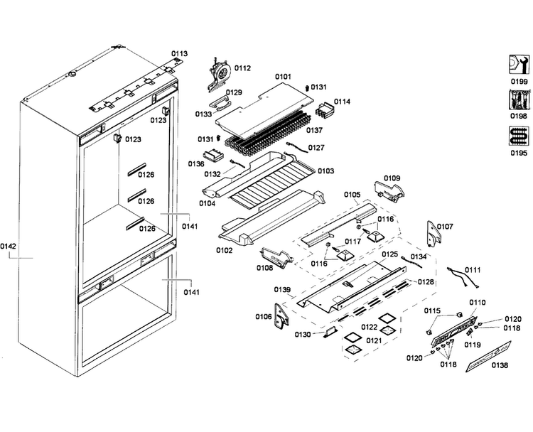 Refrigerator 1 Diagram and Parts List for T36IT71FN 23 Thermador Refrigerator