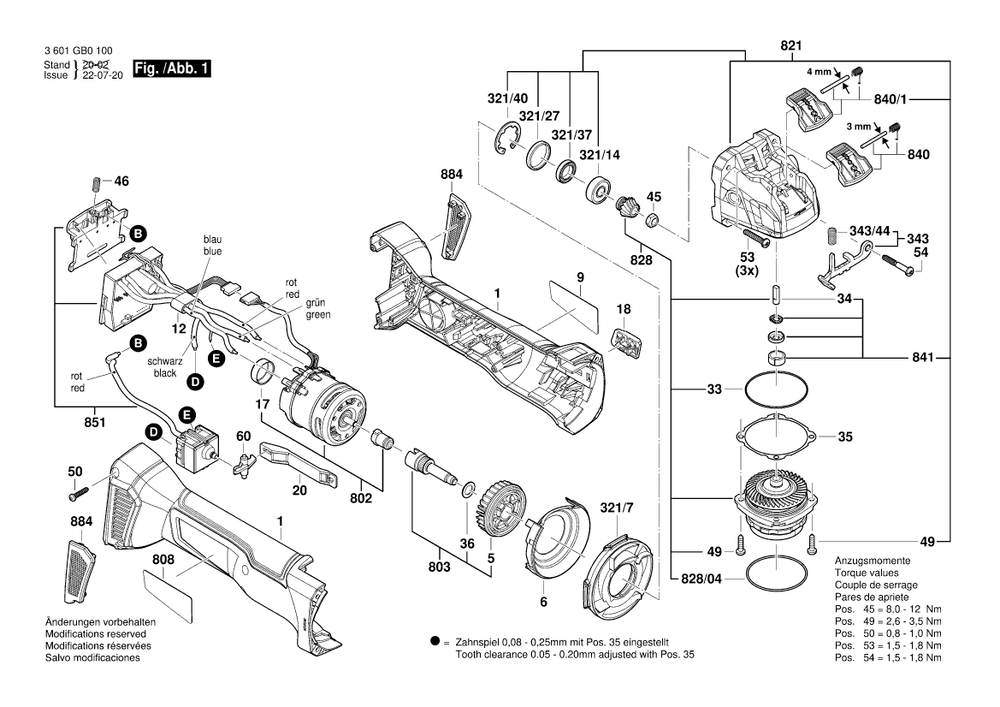 Diagram 1 Diagram and Parts List for GWX18V-10 3 601 GB0 100 Bosch Angle Grinder