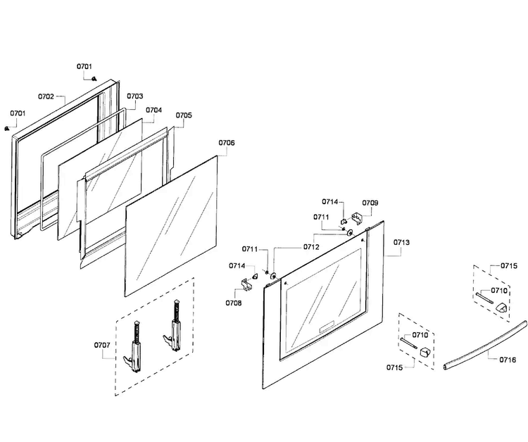 Door Lower Diagram and Parts List for HBL3550UC 08 Bosch Wall Oven