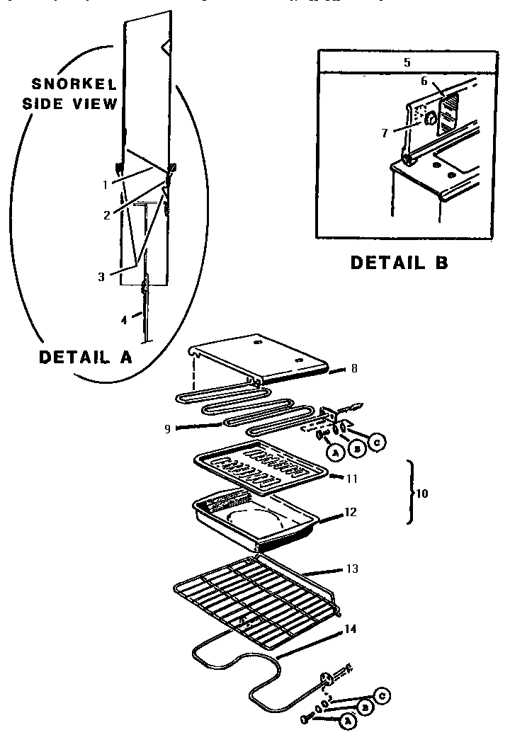 Racks, Elements & Pan Assemblies Diagram and Parts List for ESC30CVB-01  Thermador Range