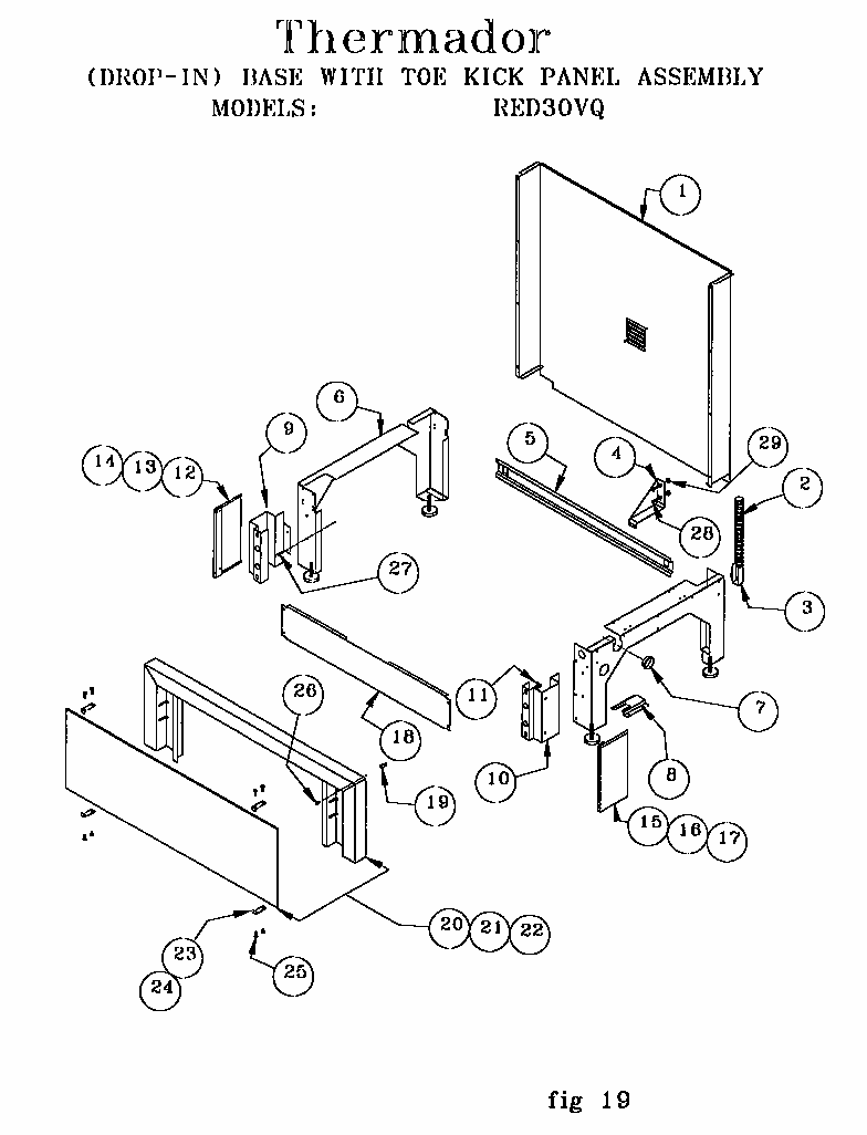 Base With Toe Kick Red30vq Diagram and Parts List for RED30VQRS 9708 & UP Thermador Range