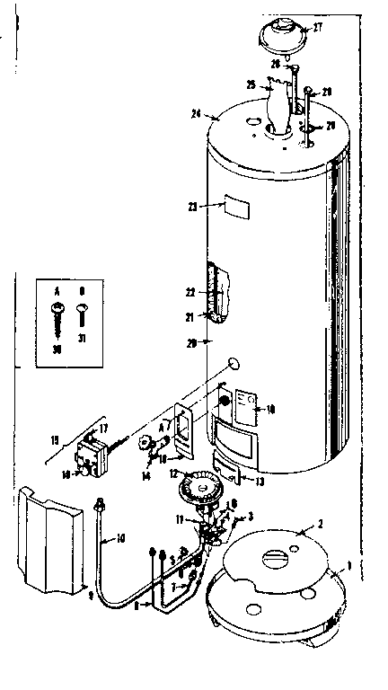 Replacement Parts Diagram and Parts List for 15333683  Kenmore Water Heater
