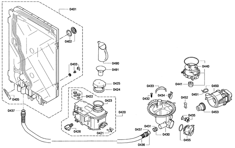 Pump Assy Diagram and Parts List for SHX68E15UC 01 Bosch Dishwasher