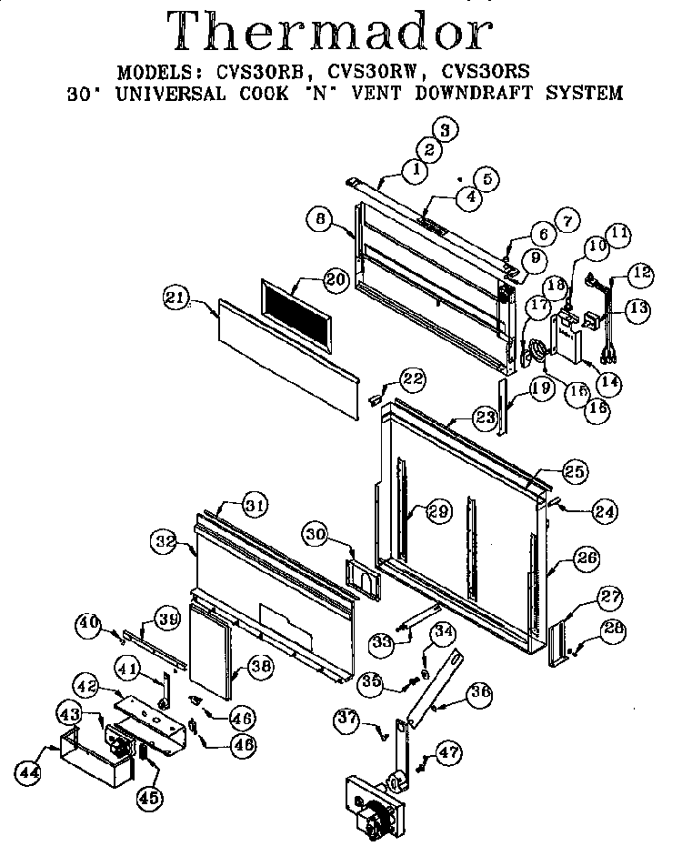 Section 2 Diagram and Parts List for CVS30RB  Thermador Range Hood