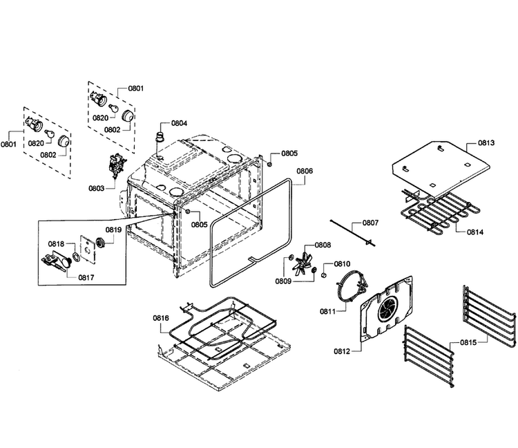 Oven Assy Diagram and Parts List for HBL5760UC 08 Bosch Microwave