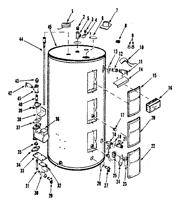 Replacement Parts Diagram and Parts List for 153311190  Kenmore Water Heater