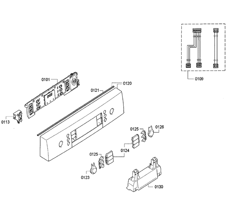 Control Panel Diagram and Parts List for SPE68U55UC 30 Bosch Dishwasher