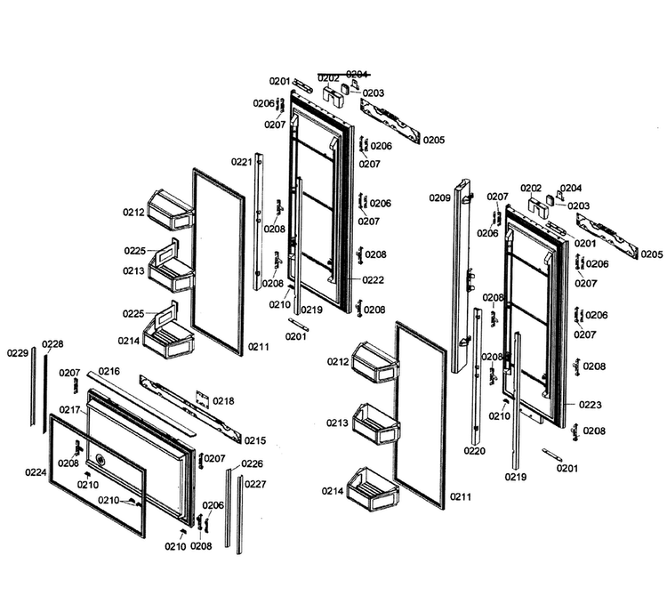 Door Assy Diagram and Parts List for T36IT71NNP 01 Thermador Refrigerator