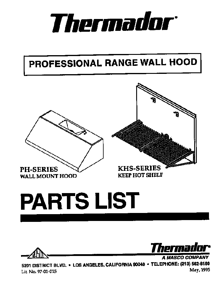 Section 4 Diagram and Parts List for PH-SERIES  Thermador Range Hood