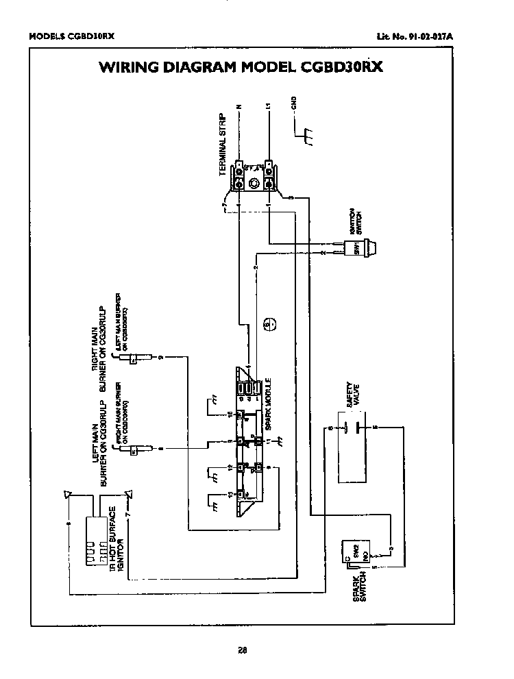 Wiring Diagram Diagram and Parts List for CGBD30RX  Thermador Grill