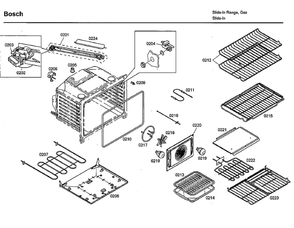 Cavity Diagram and Parts List for HDI7032U 01 Bosch Range