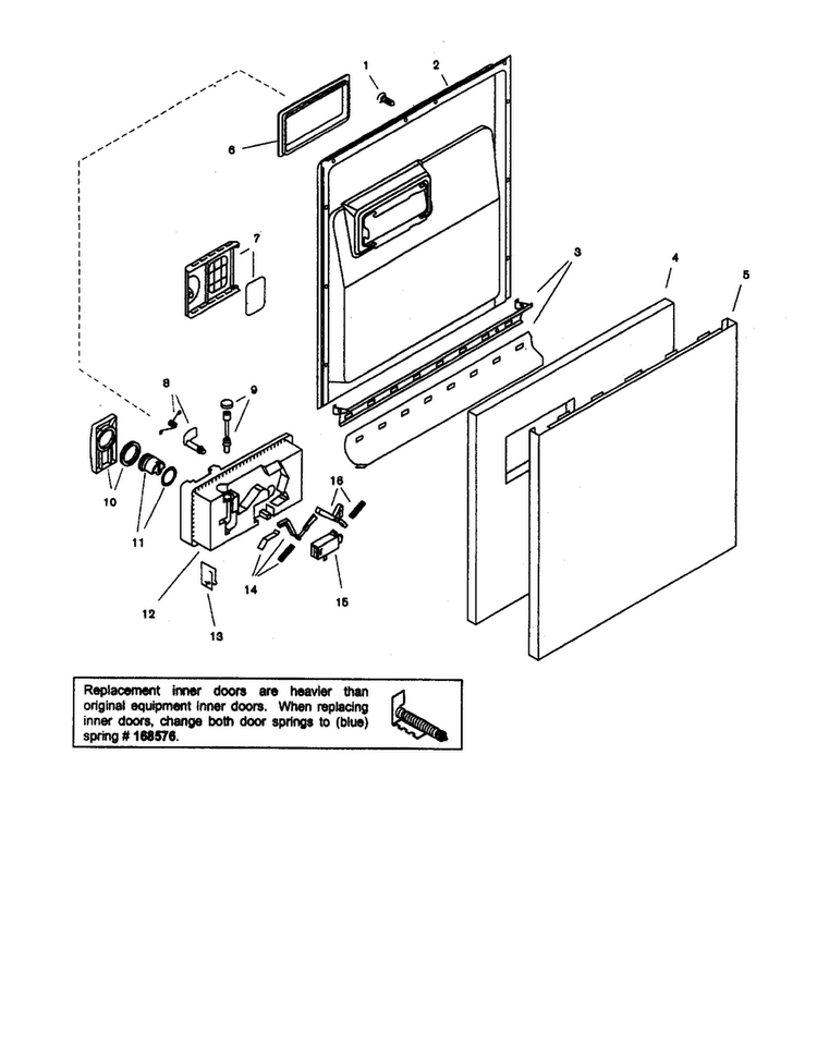 Door Diagram and Parts List for SHU66E05UC 14 Bosch Dishwasher