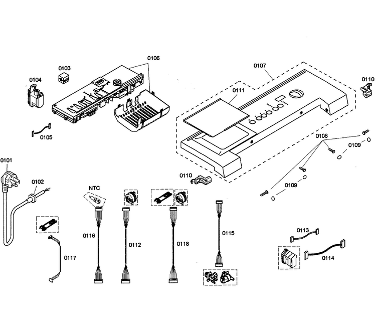 Control Panel Diagram and Parts List for WFMC5301UC 07 Bosch Washer
