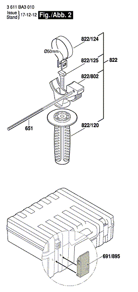 Bosch Gbh2-26d/Df (3611ba3010) 2 Diagram and Parts List for DF 3611BA3010 Bosch Hammer Drill