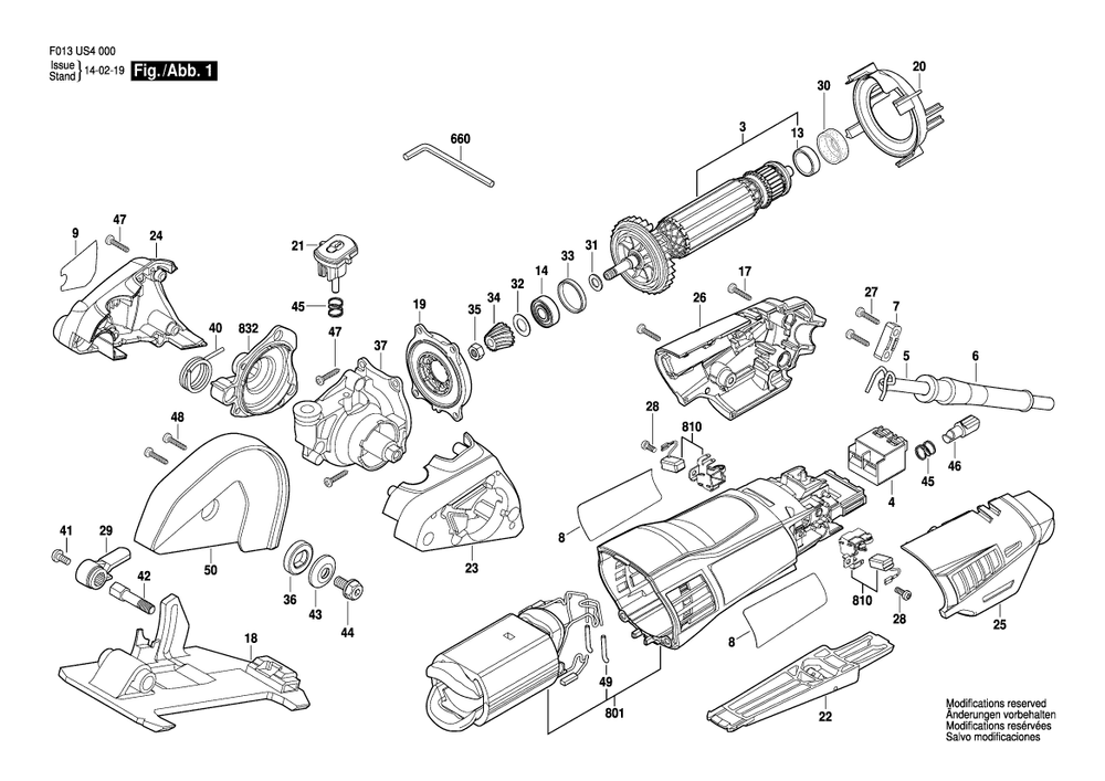 Diagram Diagram and Parts List for US40 F 013 US4 000 Bosch Multi-Tool
