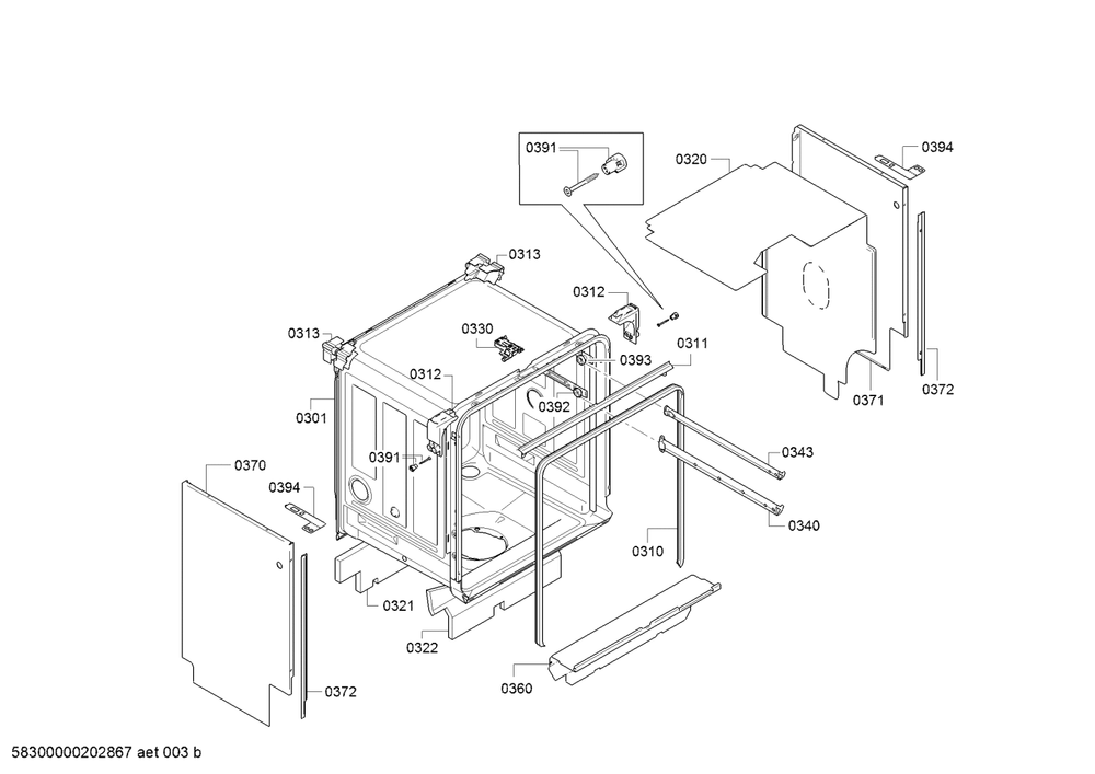 Diagram 6 Diagram and Parts List for SHEM78WH5N-32  Bosch Dishwasher