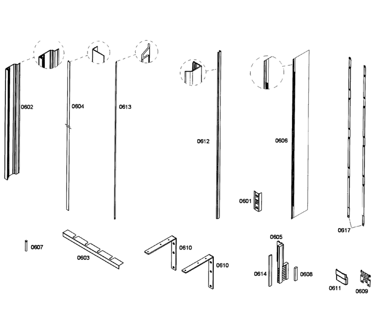 Framing Diagram and Parts List for T24ID80NRP 32 Thermador Freezer