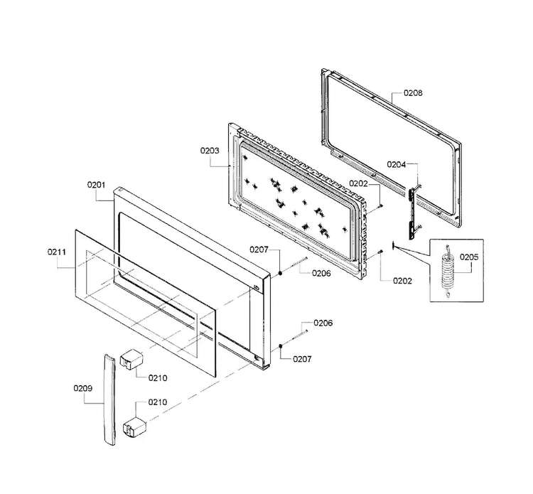 Door Diagram and Parts List for HMV3022U 02 Bosch Microwave